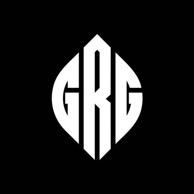 Çember ve elips şekilli GRG daire harf logosu tasarımı. Typographic tarzında GRG elips harfleri. Üç baş harf daire şeklinde bir logo oluşturuyor. GRG Çember Amblemi Soyut Monogram Harf İşaretleyici Vektörü.