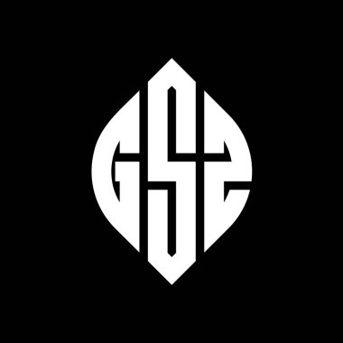 Çember ve elips şekilli GSZ daire harf logosu tasarımı. Tipografik biçimli GSZ elips harfleri. Üç baş harf daire şeklinde bir logo oluşturuyor. GSZ Çember Amblemi Soyut Monogram Harf İşaretleyici Vektörü.