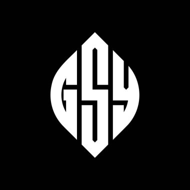 Çember ve elips şekilli GSY daire harf logosu tasarımı. Tipografik biçimli GSY elips harfleri. Üç baş harf daire şeklinde bir logo oluşturuyor. GSY Çember Amblemi Soyut Monogram Harf İşaretleyici Vektörü.