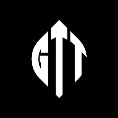 Çember ve elips şekilli GTT daire harf logosu tasarımı. Tipografik biçimli GTT elips harfleri. Üç baş harf daire şeklinde bir logo oluşturuyor. GTT Çember Amblemi Soyut Monogram Harf İşaretleyici Vektörü.