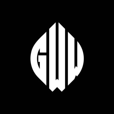 Çember ve elips şekilli GWW daire harf logosu tasarımı. Tipografik biçimli GWW elips harfleri. Üç baş harf daire şeklinde bir logo oluşturuyor. GWW Çember Amblemi Soyut Monogram Harf İşaretleyici Vektörü.