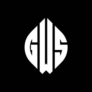 Çember ve elips şekilli GWS yuvarlak harf logosu tasarımı. Tipografik biçimli GWS elips harfleri. Üç baş harf daire şeklinde bir logo oluşturuyor. GWS Çember Amblemi Soyut Monogram Harf İşaretleyici Vektörü.