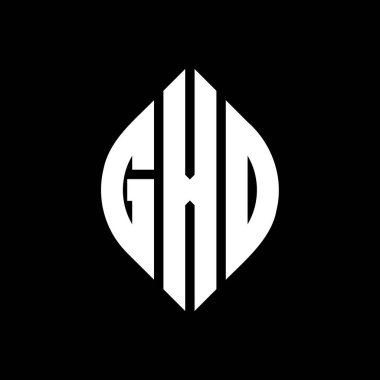 Çember ve elips şekilli GXD daire harf logosu tasarımı. Tipografik biçimli GXD elips harfleri. Üç baş harf daire şeklinde bir logo oluşturuyor. GXD Çember Amblemi Soyut Monogram Harf İşaretleyici Vektörü.