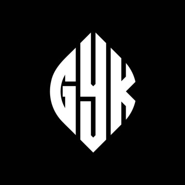 Çember ve elips şekilli GYK daire harf logosu tasarımı. Tipografik biçimli GYK elips harfleri. Üç baş harf daire şeklinde bir logo oluşturuyor. GYK Çember Amblemi Soyut Monogram Harf İşaretleyici Vektörü.