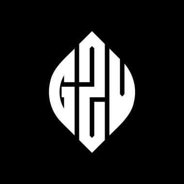 Çember ve elips şekilli GZV daire harf logosu tasarımı. Tipografik biçimli GZV elips harfleri. Üç baş harf daire şeklinde bir logo oluşturuyor. GZV Çember Amblemi Soyut Monogram Harf İşaretleyici Vektörü.