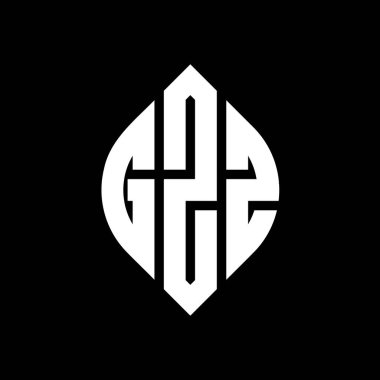 Çember ve elips şekilli GZZ daire harf logosu tasarımı. Tipografik biçimli GZZ elips harfleri. Üç baş harf daire şeklinde bir logo oluşturuyor. GZZ Çember Amblemi Soyut Monogram Harf İşaretleyici Vektörü.