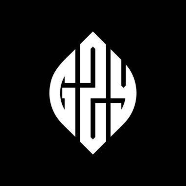 Çember ve elips şekilli GZY daire harf logosu tasarımı. Tipografik biçimli GZY elips harfleri. Üç baş harf daire şeklinde bir logo oluşturuyor. GZY Çember Amblemi Soyut Monogram Harf İşaretleyici Vektörü.