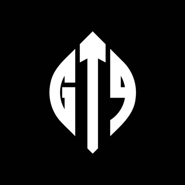 Дизайн Логотипа Круга Gtq Кругом Эллипсом Буквы Эллипса Gtq Типографским — стоковый вектор