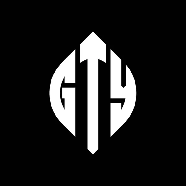 Gty Letter Logo Design Circle Ellipse Shape Gty Эллиптические Буквы — стоковый вектор