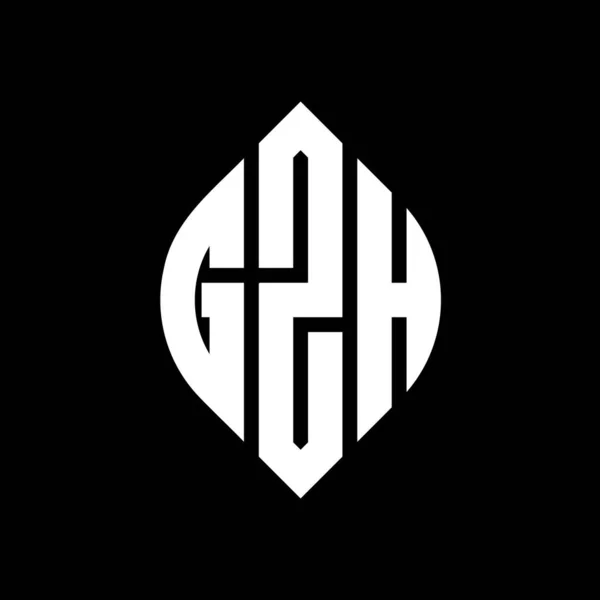 Gzh Cerchio Lettera Logo Design Con Cerchio Forma Ellittica Lettere — Vettoriale Stock