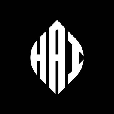Çember ve elips şekilli HAI daire harf logosu tasarımı. Typographic tarzında elips harfler. Üç baş harf daire şeklinde bir logo oluşturuyor. HAI Çemberi Amblemi Soyut Monogram Harf İşaretleme Vektörü.