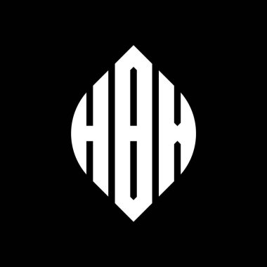 Çember ve elips şekilli HBX daire harf logosu tasarımı. Tipografik biçimli HBX elips harfleri. Üç baş harf daire şeklinde bir logo oluşturuyor. HBX Çember Amblemi Soyut Monogram Harf İşaretleyici Vektörü.