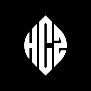 Çember ve elips şekilli HCZ daire harf logosu tasarımı. Tipografik biçimli HCZ elips harfleri. Üç baş harf daire şeklinde bir logo oluşturuyor. HCZ Çemberi Amblemi Soyut Monogram Harf İşareti Vektörü. Çember ve ellip ile HCZ daire harf logosu tasarımı