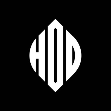 Çember ve elips şekilli HDO daire harf logosu tasarımı. Tipografik biçimli HDO elips harfleri. Üç baş harf daire şeklinde bir logo oluşturuyor. HDO Çemberi Amblemi Soyut Monogram Harf İşaretleme Vektörü.