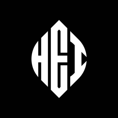 Çember ve elips şekilli HEI daire harf logosu tasarımı. Typographic tarzında HEI elips harfleri. Üç baş harf daire şeklinde bir logo oluşturuyor. HEI Çember Amblemi Soyut Monogram Harf İşaretleme Vektörü.