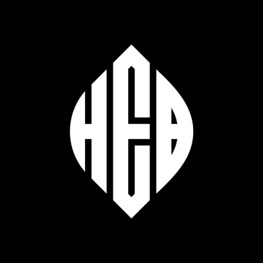 Çember ve elips şekilli HEB daire harf logosu tasarımı. Typographic tarzında HEB elips harfleri. Üç baş harf daire şeklinde bir logo oluşturuyor. HEB Çemberi Amblemi Soyut Monogram Harf İşaretleme Vektörü.