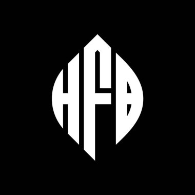 Çember ve elips şekilli HFB daire harf logosu tasarımı. Tipografik biçimli HFB elips harfleri. Üç baş harf daire şeklinde bir logo oluşturuyor. HFB Çember Amblemi Soyut Monogram Harf İşaretleyici Vektörü.