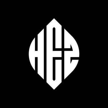 Çember ve elips şekilli HEZ daire harfli logo tasarımı. Typographic tarzında HEZ elips harfleri. Üç baş harf daire şeklinde bir logo oluşturuyor. HEZ Çember Amblemi Soyut Monogram Harf İşaretleme Vektörü.