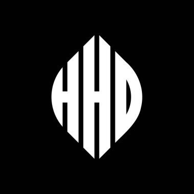 Çember ve elips şekilli HHD daire harf logosu tasarımı. Tipografik biçimli HHD elips harfleri. Üç baş harf daire şeklinde bir logo oluşturuyor. HHD Çember Amblemi Soyut Monogram Harf İşaretleyici Vektörü.