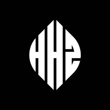 Çember ve elips şekilli HHZ daire harf logosu tasarımı. Tipografik biçimli HHZ elips harfleri. Üç baş harf daire şeklinde bir logo oluşturuyor. HHZ Çemberi Amblemi Soyut Monogram Harf İşareti Vektörü. HHZ daire harfli logo tasarımı daire ve ellip