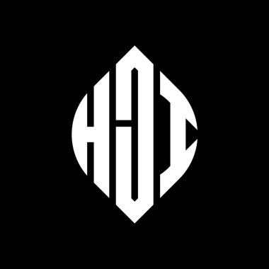 Çember ve elips şekilli HJI daire şeklinde harf logosu tasarımı. Typographic tarzında HJI elips harfleri. Üç baş harf daire şeklinde bir logo oluşturuyor. HJI Çember Amblemi Soyut Monogram Harf İşaretleme Vektörü.