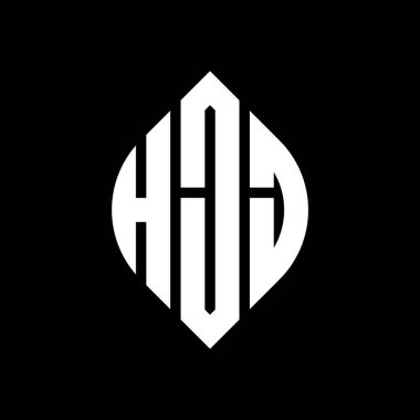 HJJ daire şeklinde ve elips şekilli harf logosu tasarımı. Tipografik tarzda HJJ elips harfleri. Üç baş harf daire şeklinde bir logo oluşturuyor. HJJ Çember Amblemi Soyut Monogram Harf İşaretleyici Vektörü.