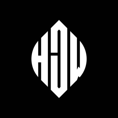 Çember ve elips şekilli HJW daire harf logosu tasarımı. Tipografik biçimli HJW elips harfleri. Üç baş harf daire şeklinde bir logo oluşturuyor. HJW Çember Amblemi Soyut Monogram Harf İşaretleyici Vektörü.