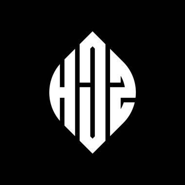 Çember ve elips şekilli HJZ daire harf logosu tasarımı. Tipografik biçimli HJZ elips harfleri. Üç baş harf daire şeklinde bir logo oluşturuyor. HJZ Çember Amblemi Soyut Monogram Harf İşaretleyici Vektörü.