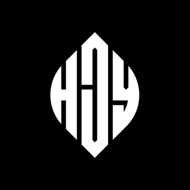 Çember ve elips şekilli HJY daire harf logosu tasarımı. Tipografik biçimli HJY elips harfleri. Üç baş harf daire şeklinde bir logo oluşturuyor. HJY Çember Amblemi Soyut Monogram Harf İşaretleyici Vektörü.