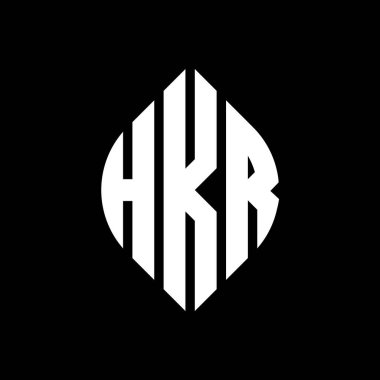 Çember ve elips şekilli HKR daire harf logosu tasarımı. HKR elips harfleri tipografik tarzda. Üç baş harf daire şeklinde bir logo oluşturuyor. HKR Çember Amblemi Soyut Monogram Harf İşaretleyici Vektörü.
