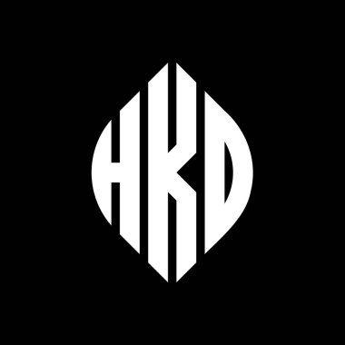 Çember ve elips şekilli HKD daire harf logosu tasarımı. Tipografik biçimli HKD elips harfleri. Üç baş harf daire şeklinde bir logo oluşturuyor. HKD Çember Amblemi Soyut Monogram Harf İşaretleyici Vektörü.