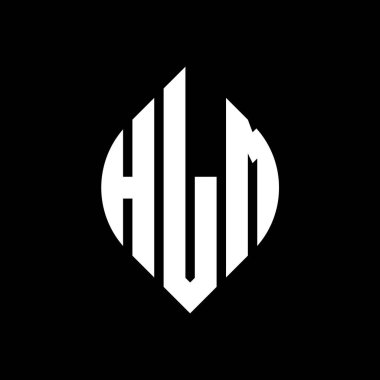Çember ve elips şekilli HLM daire harf logosu tasarımı. Tipografik biçimli HLM elips harfleri. Üç baş harf daire şeklinde bir logo oluşturuyor. HLM Çember Amblemi Soyut Monogram Harf İşaretleyici Vektörü.