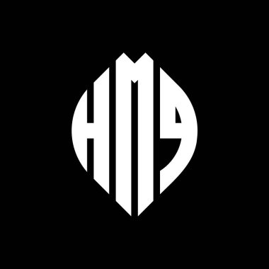 Çember ve elips şekilli HMQ daire harf logosu tasarımı. Karargah elips harfleri tipografik tarzda. Üç baş harf daire şeklinde bir logo oluşturuyor. HMQ Çember Amblemi Soyut Monogram Harf İşaretleyici Vektörü.