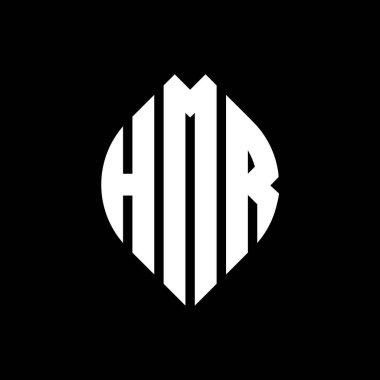 Çember ve elips şekilli HMR daire harf logosu tasarımı. Tipografik tarzda HMR elips harfleri. Üç baş harf daire şeklinde bir logo oluşturuyor. HMR Çember Amblemi Soyut Monogram Harf İşaretleyici Vektörü.