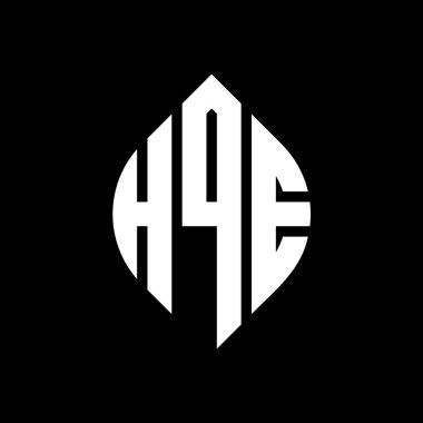 Çember ve elips şekilli HQE daire harf logosu tasarımı. Tipografik biçimli HQE elips harfleri. Üç baş harf daire şeklinde bir logo oluşturuyor. HQE Çember Amblemi Soyut Monogram Harf İşaretleyici Vektörü.