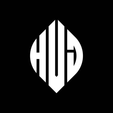 Çember ve elips şekilli HVJ daire harf logosu tasarımı. Tipografik şekilli HVJ elips harfleri. Üç baş harf daire şeklinde bir logo oluşturuyor. HVJ Çember Amblemi Soyut Monogram Harf İşaretleyici Vektörü.