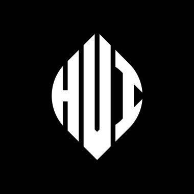 Daire ve elips şekilli HVI daire harf logosu tasarımı. Tipografik tarzda HVI elips harfleri. Üç baş harf daire şeklinde bir logo oluşturuyor. HVI Çember Amblemi Soyut Monogram Harf İşaretleme Vektörü.