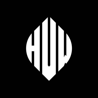 Çember ve elips şekilli HVW daire harf logosu tasarımı. Tipografik biçimli HVW elips harfleri. Üç baş harf daire şeklinde bir logo oluşturuyor. HVW Çember Amblemi Soyut Monogram Harf İşaretleyici Vektörü.