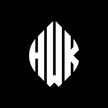 Çember ve elips şekilli HWK daire harf logosu tasarımı. Tipografik tarzda HWK elips harfleri. Üç baş harf daire şeklinde bir logo oluşturuyor. HWK Çemberi Amblemi Soyut Monogram Harf İşaretleyici Vektörü.