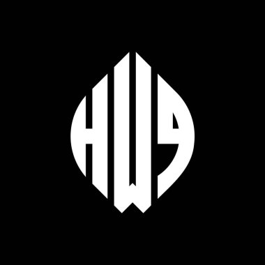 Çember ve elips şekilli HWQ daire harf logosu tasarımı. HWQ elips harfleri tipografik tarzda. Üç baş harf daire şeklinde bir logo oluşturuyor. HWQ Çemberi Amblemi Soyut Monogram Harf İşaretleyici Vektörü.