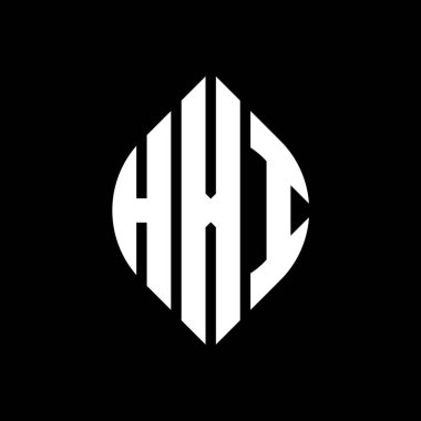 Daire ve elips şekilli HXI daire harf logosu tasarımı. Tipografik tarzda HXI elips harfleri. Üç baş harf daire şeklinde bir logo oluşturuyor. HXI Çember Amblemi Soyut Monogram Harf İşaretleme Vektörü.