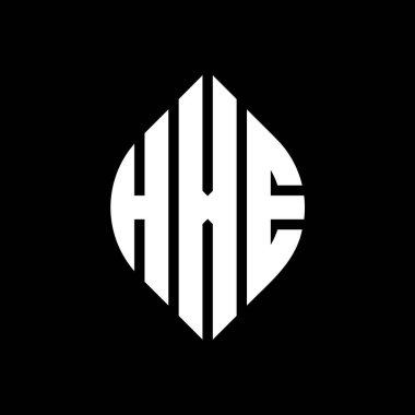 Çember ve elips şekilli HXE daire harf logosu tasarımı. Tipografik biçimli HXE elips harfleri. Üç baş harf daire şeklinde bir logo oluşturuyor. HXE Çember Amblemi Soyut Monogram Harf İşaretleyici Vektörü.