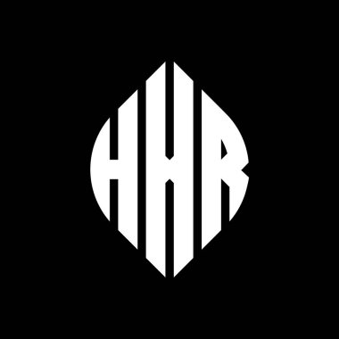 Çember ve elips şekilli HXR daire harf logosu tasarımı. Tipografik biçimli HXR elips harfleri. Üç baş harf daire şeklinde bir logo oluşturuyor. HXR Çember Amblemi Soyut Monogram Harf İşaretleyici Vektörü.