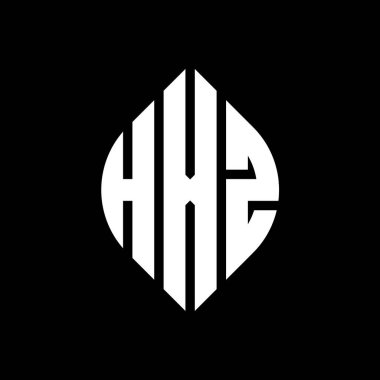 Çember ve elips şekilli HXZ daire harf logosu tasarımı. Tipografik biçimli HXZ elips harfleri. Üç baş harf daire şeklinde bir logo oluşturuyor. HXZ Çember Amblemi Soyut Monogram Harf İşaretleyici Vektörü.