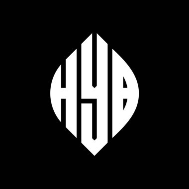 Çember ve elips şekilli HYB daire harf logosu tasarımı. Tipografik şekilli HYB elips harfleri. Üç baş harf daire şeklinde bir logo oluşturuyor. HYB Çember Amblemi Soyut Monogram Harf İşaretleme Vektörü.
