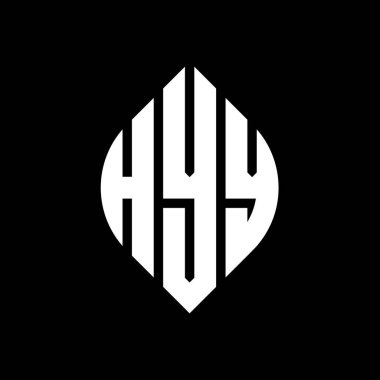 Çember ve elips şekilli HYY daire harf logosu tasarımı. Tipografik biçimli HYY elips harfleri. Üç baş harf daire şeklinde bir logo oluşturuyor. HYY Çemberi Amblemi Soyut Monogram Harf İşaretleme Vektörü.