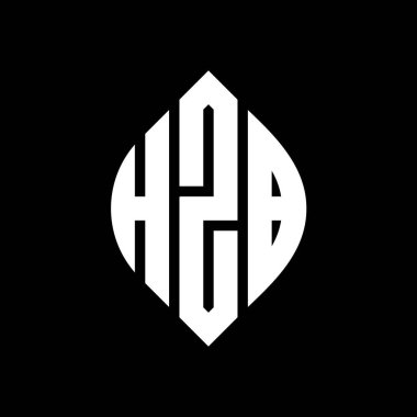 Çember ve elips şekilli HZB daire harf logosu tasarımı. Tipografik biçimli HZB elips harfleri. Üç baş harf daire şeklinde bir logo oluşturuyor. HZB Çember Amblemi Soyut Monogram Harf İşaretleyici Vektörü.