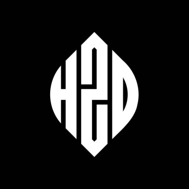 Çember ve elips şekilli HZD daire harf logosu tasarımı. Tipografik biçimli HZD elips harfleri. Üç baş harf daire şeklinde bir logo oluşturuyor. HZD Çember Amblemi Soyut Monogram Harf İşaretleyici Vektörü.