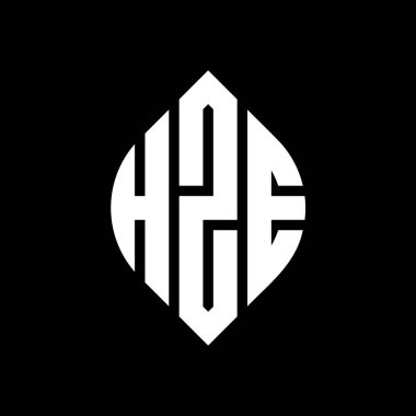 Çember ve elips şekilli HZE daire harf logosu tasarımı. Tipografik biçimli HZE elips harfleri. Üç baş harf daire şeklinde bir logo oluşturuyor. HZE Çember Amblemi Soyut Monogram Harf İşaretleyici Vektörü.
