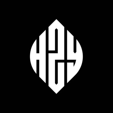 Çember ve elips şekilli HZY daire harf logosu tasarımı. Tipografik biçimli HZY elips harfleri. Üç baş harf daire şeklinde bir logo oluşturuyor. HZY Çember Amblemi Soyut Monogram Harf İşaretleme Vektörü.